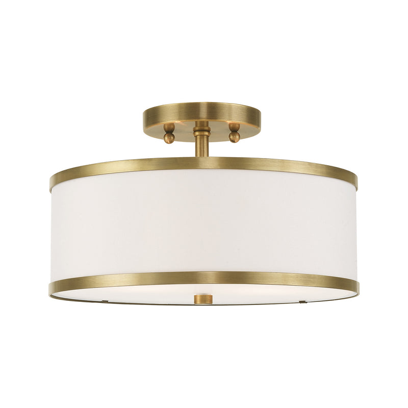 Livex Lighting 62627-01 Two Light Ceiling Mount, Antique Brass