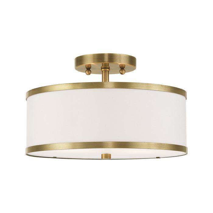 Livex Lighting 62627-01 Two Light Ceiling Mount, Antique Brass