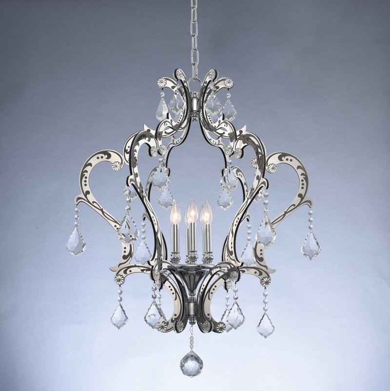 Allegri 034051-048-FR001 Six Light Pendant, Matte Black w-Polished Stainless Steel