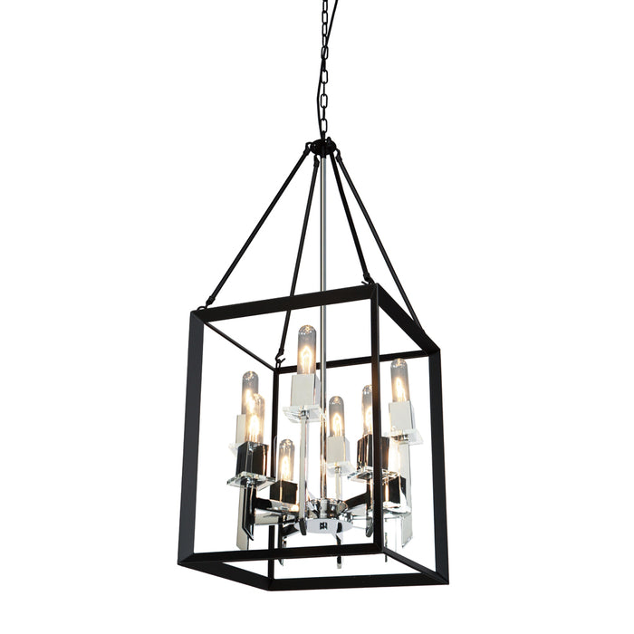 Artcraft AC10068BC Eight Light Chandelier, Black & Chrome
