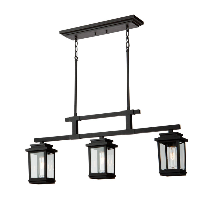 Artcraft AC8197BK Three Light Outdoor Chandelier, Black