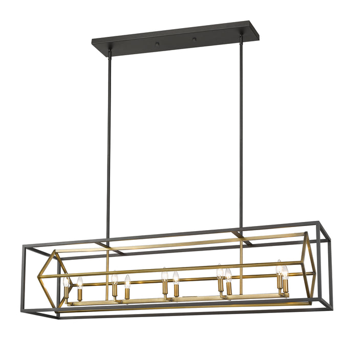 Z-Lite 457-10L-OBR-BRZ Ten Light Linear Chandelier, Olde Brass + Bronze