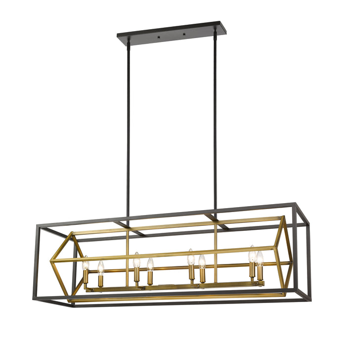Z-Lite 457-8L-OBR-BRZ Eight Light Linear Chandelier, Olde Brass + Bronze