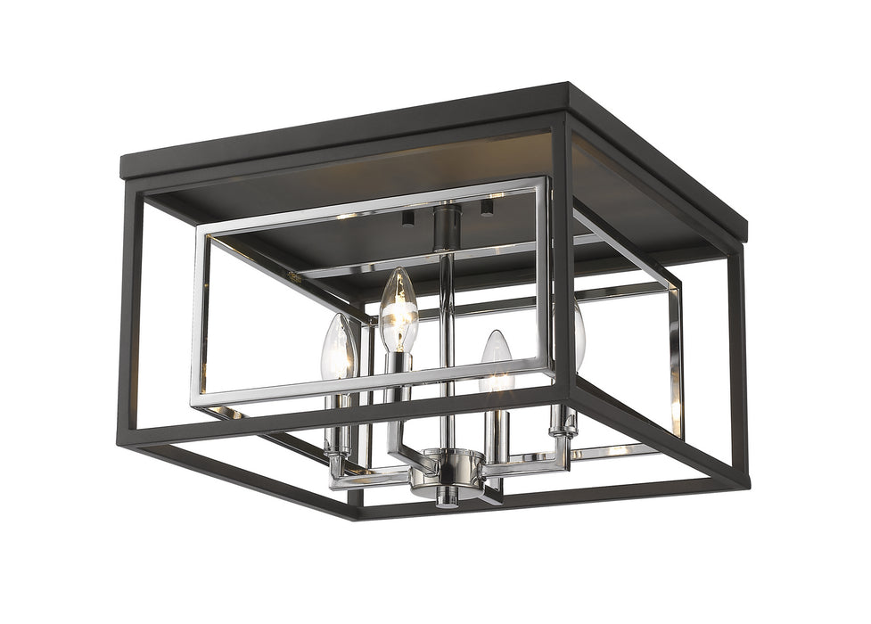 Z-Lite 457F-CH-MB Four Light Flush Mount, Chrome + Matte Black