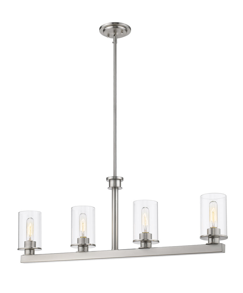 Z-Lite 462-4L-BN Four Light Linear Chandelier, Brushed Nickel