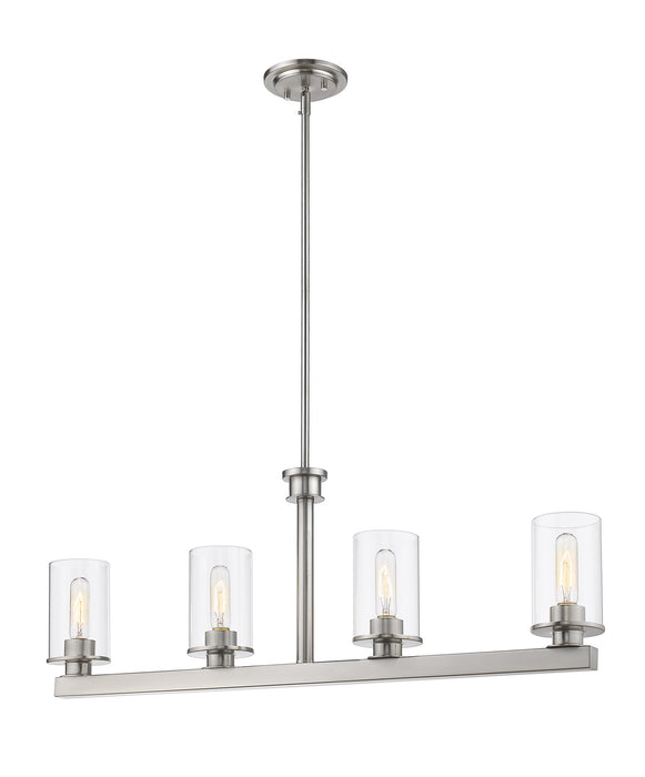 Z-Lite 462-4L-BN Four Light Linear Chandelier, Brushed Nickel