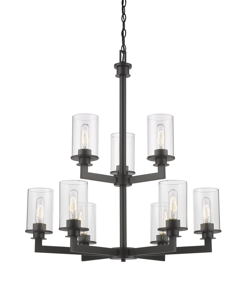 Z-Lite 462-9BRZ Nine Light Chandelier, Bronze