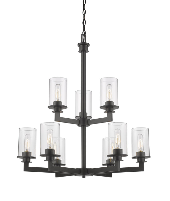 Z-Lite 462-9BRZ Nine Light Chandelier, Bronze