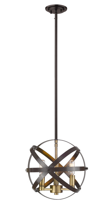 Z-Lite 463-12HBRZ-OBR Three Light Pendant, Hammered Bronze / Olde Brass