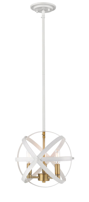 Z-Lite 463-12HWH-OBR Three Light Pendant, Hammered White + Olde Brass