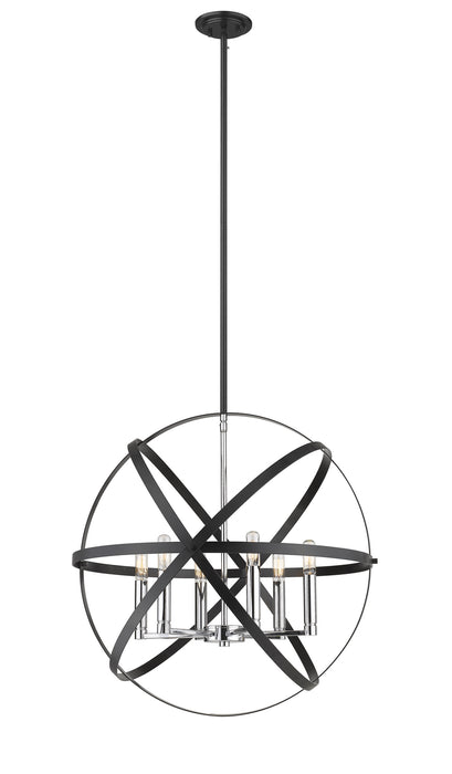 Z-Lite 463-24HBK-CH Six Light Chandelier, Hammered Black + Chrome