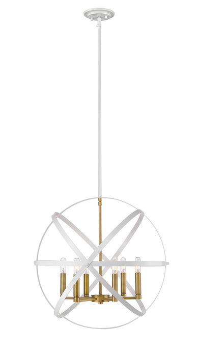 Z-Lite 463-24HWH-OBR Six Light Chandelier, Hammered White / Olde Brass
