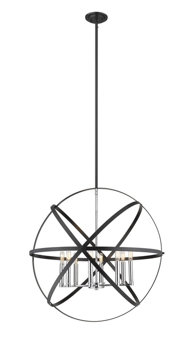 Z-Lite 463-30HBK-CH Eight Light Chandelier, Hammered Black / Chrome
