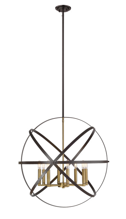 Z-Lite 463-30HBRZ-OBR Eight Light Chandelier, Hammered Bronze + Olde Brass
