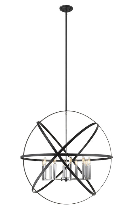 Z-Lite 463-36HBK-CH Ten Light Chandelier, Hammered Black + Chrome