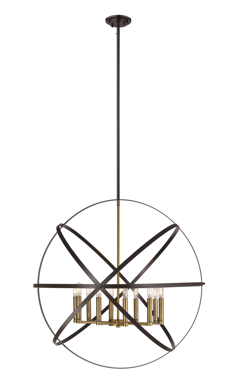 Z-Lite 463-36HBRZ-OBR Ten Light Chandelier, Hammered Bronze + Olde Brass
