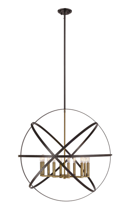 Z-Lite 463-36HBRZ-OBR Ten Light Chandelier, Hammered Bronze + Olde Brass