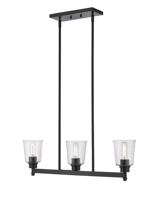 Z-Lite 464-3L-MB Three Light Linear Chandelier, Matte Black