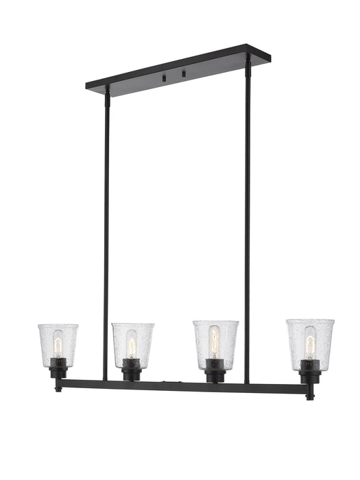 Z-Lite 464-4L-MB Four Light Linear Chandelier, Matte Black