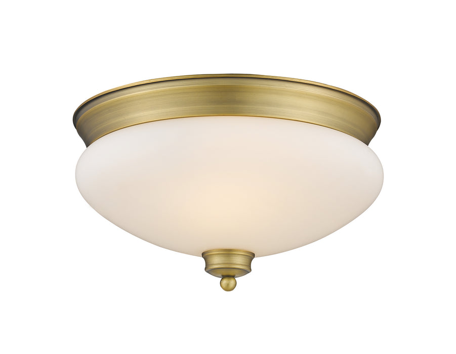 Z-Lite 721F2-HBR Two Light Flush Mount, Heritage Brass