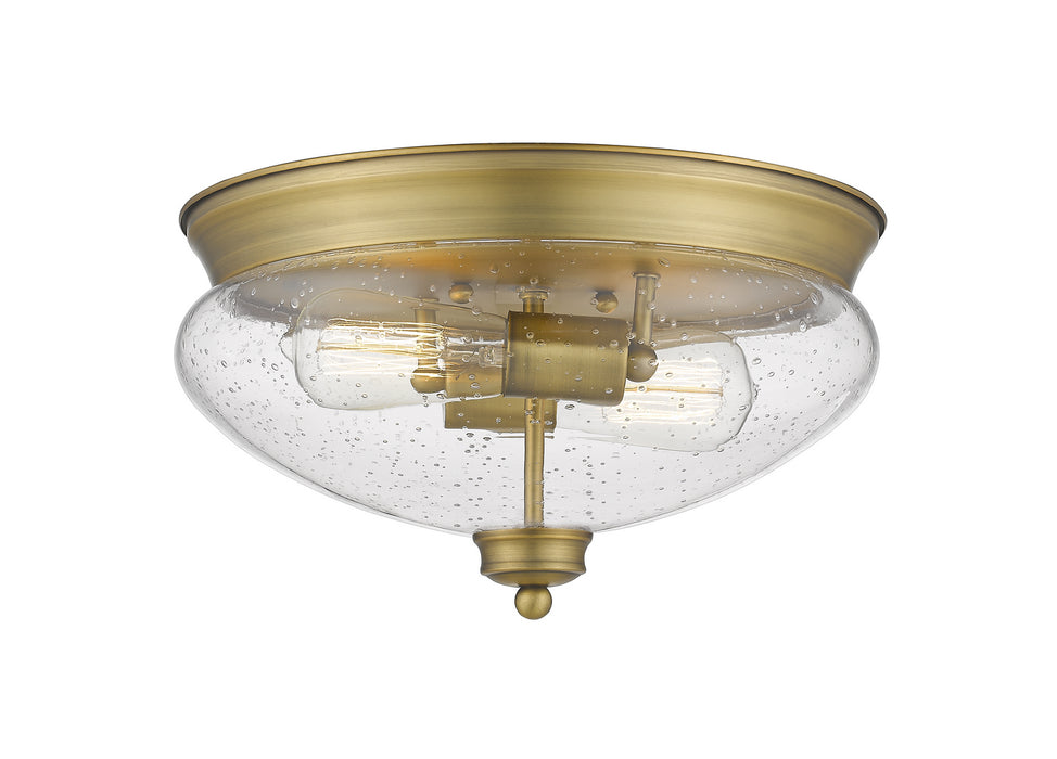 Z-Lite 722F2-HBR Two Light Flush Mount, Heritage Brass
