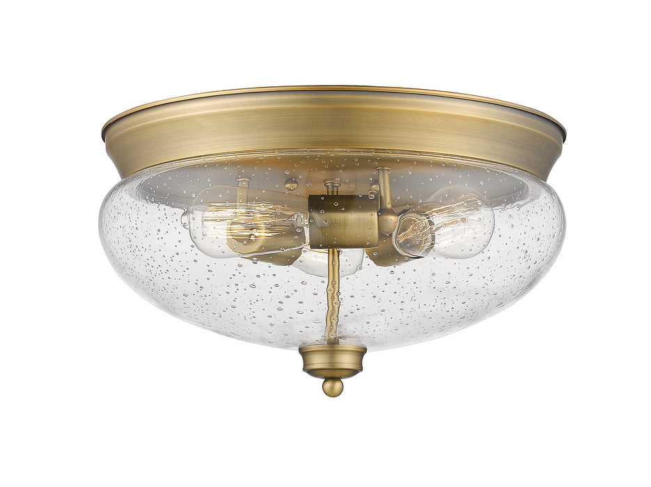 Z-Lite 722F3-HBR Three Light Flush Mount, Heritage Brass