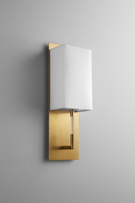 Oxygen 3-564-140 LED Wall Sconce, Aged Brass W/ White Linen