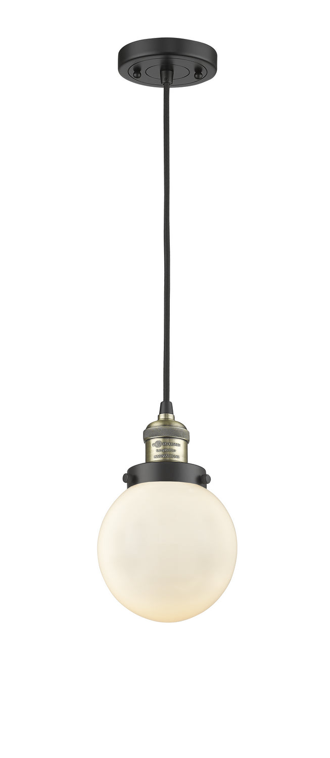 Innovations 201C-BAB-G201-6 One Light Mini Pendant, Black Antique Brass