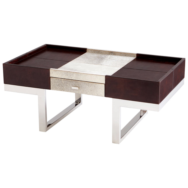 Cyan 09754 Coffee Table, Stainless Steel And Brown
