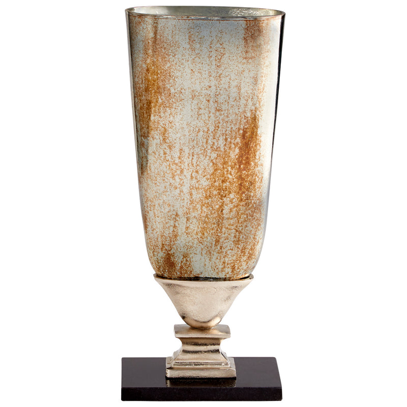 Cyan 09766 Vase, Nickel And Verdi Platinum Glass