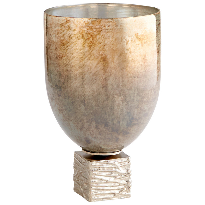 Cyan 09770 Vase, Nickel And Ocean Glass