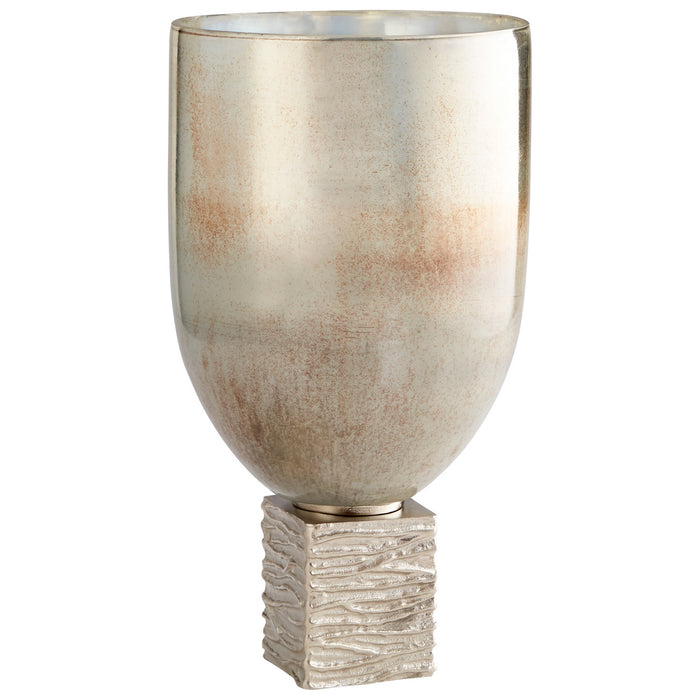 Cyan 09771 Vase, Nickel And Ocean Glass