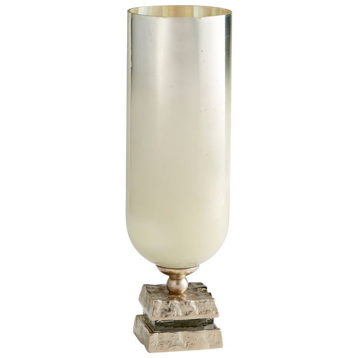 Cyan 09772 Vase, Nickel And Snow White Glass