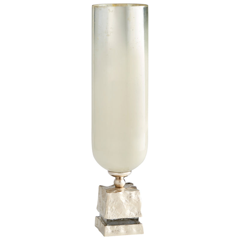 Cyan 09773 Vase, Nickel And Snow White Glass