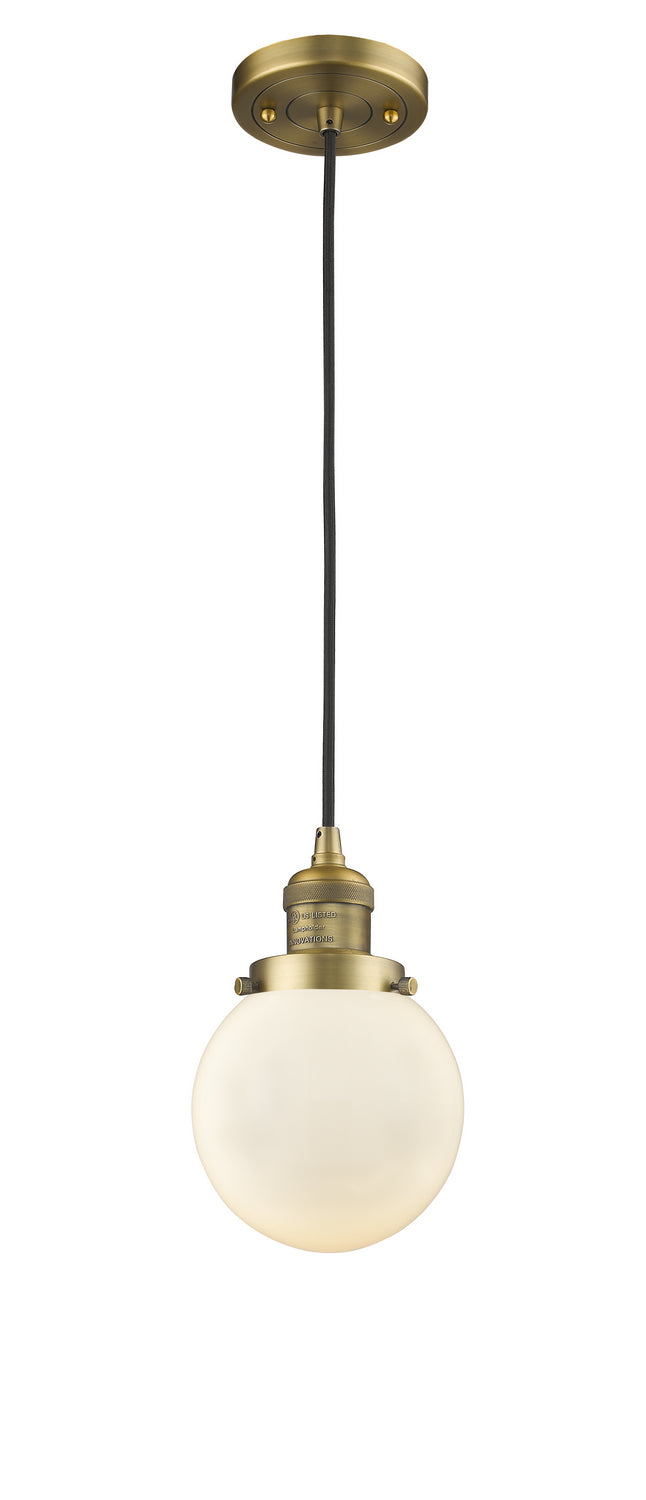 Innovations 201C-BB-G201-6 One Light Mini Pendant, Brushed Brass