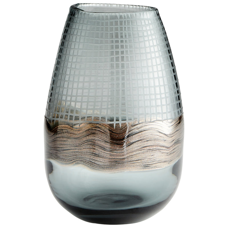 Cyan 09970 Vase, Clear And Glitter Gold