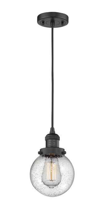 Innovations 201C-BK-G204-6 One Light Mini Pendant, Matte Black