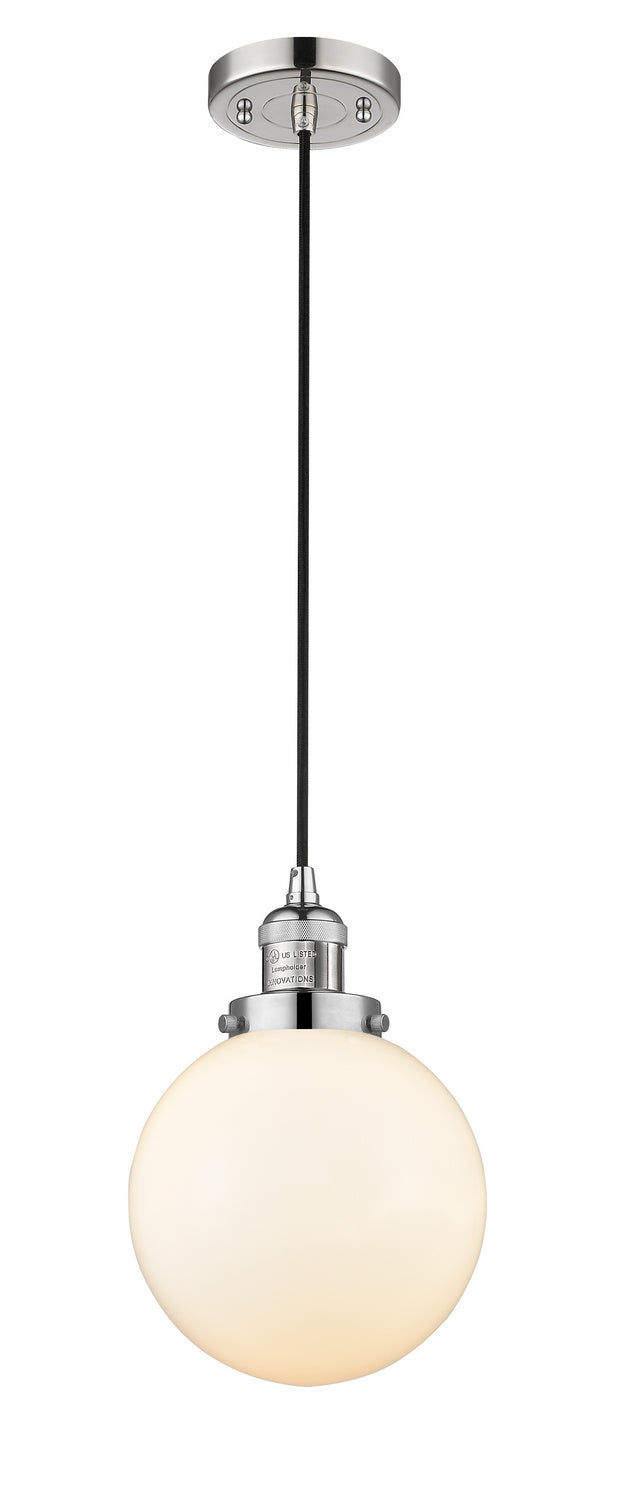 Innovations 201C-PN-G201-8 One Light Mini Pendant, Polished Nickel