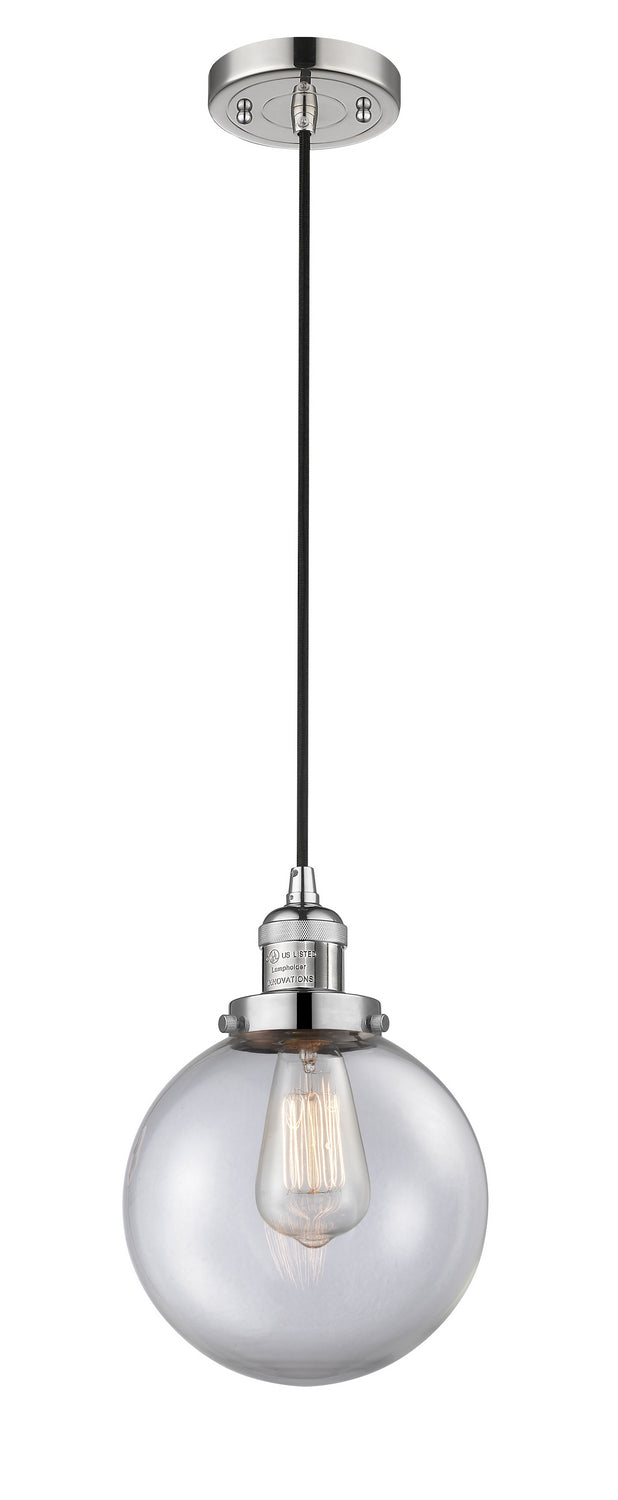 Innovations 201C-PN-G202-8 One Light Mini Pendant, Polished Nickel