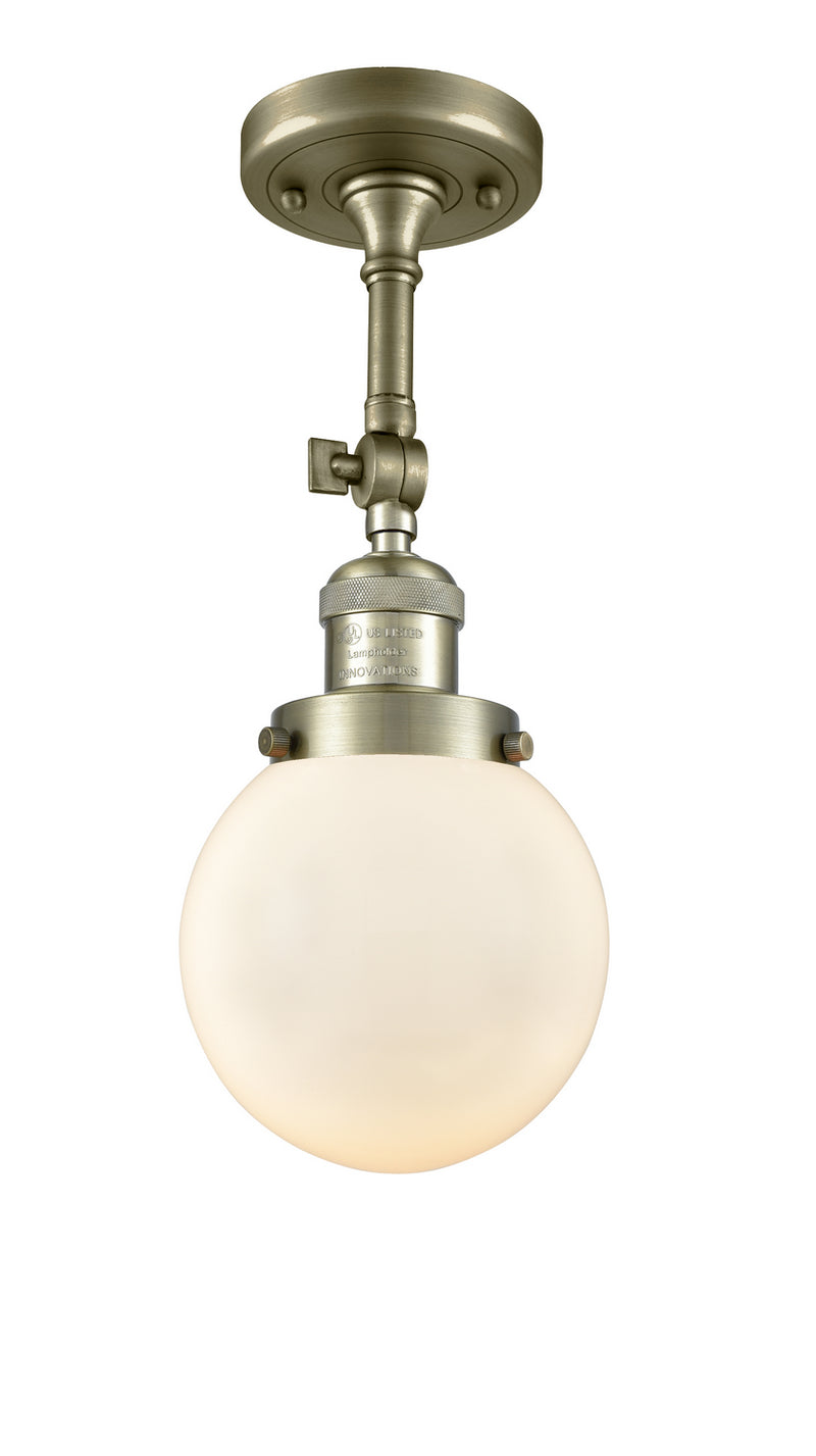 Innovations 201F-AB-G201-6 One Light Semi-Flush Mount, Antique Brass