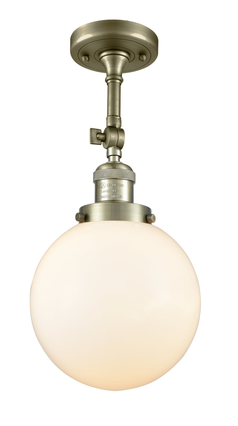 Innovations 201F-AB-G201-8 One Light Semi-Flush Mount, Antique Brass