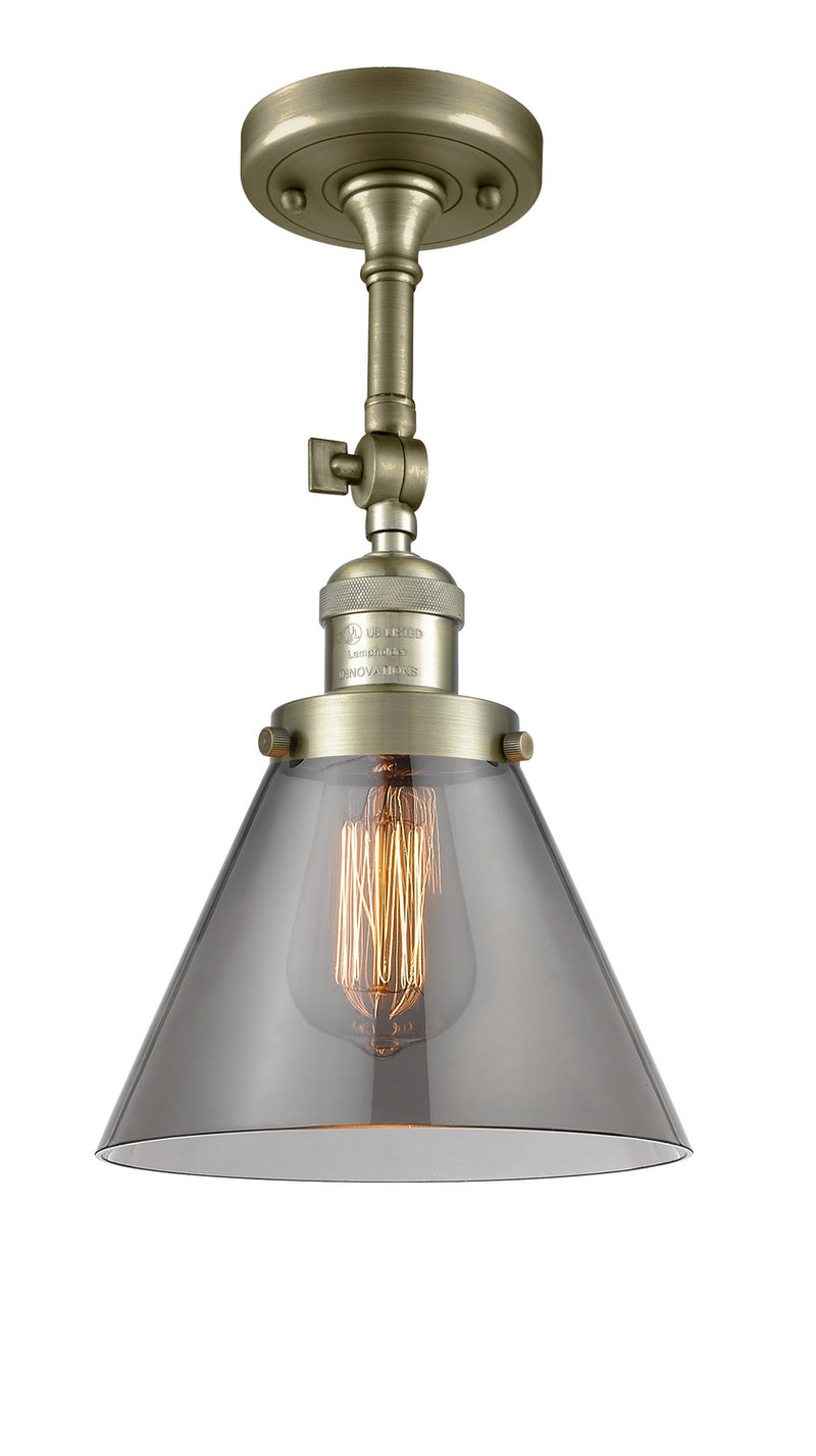 Innovations 201F-AB-G43 One Light Semi-Flush Mount, Antique Brass