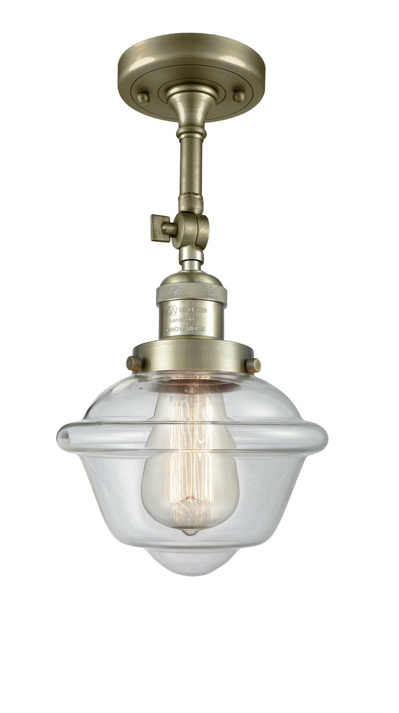 Innovations 201F-AB-G532 One Light Semi-Flush Mount, Antique Brass