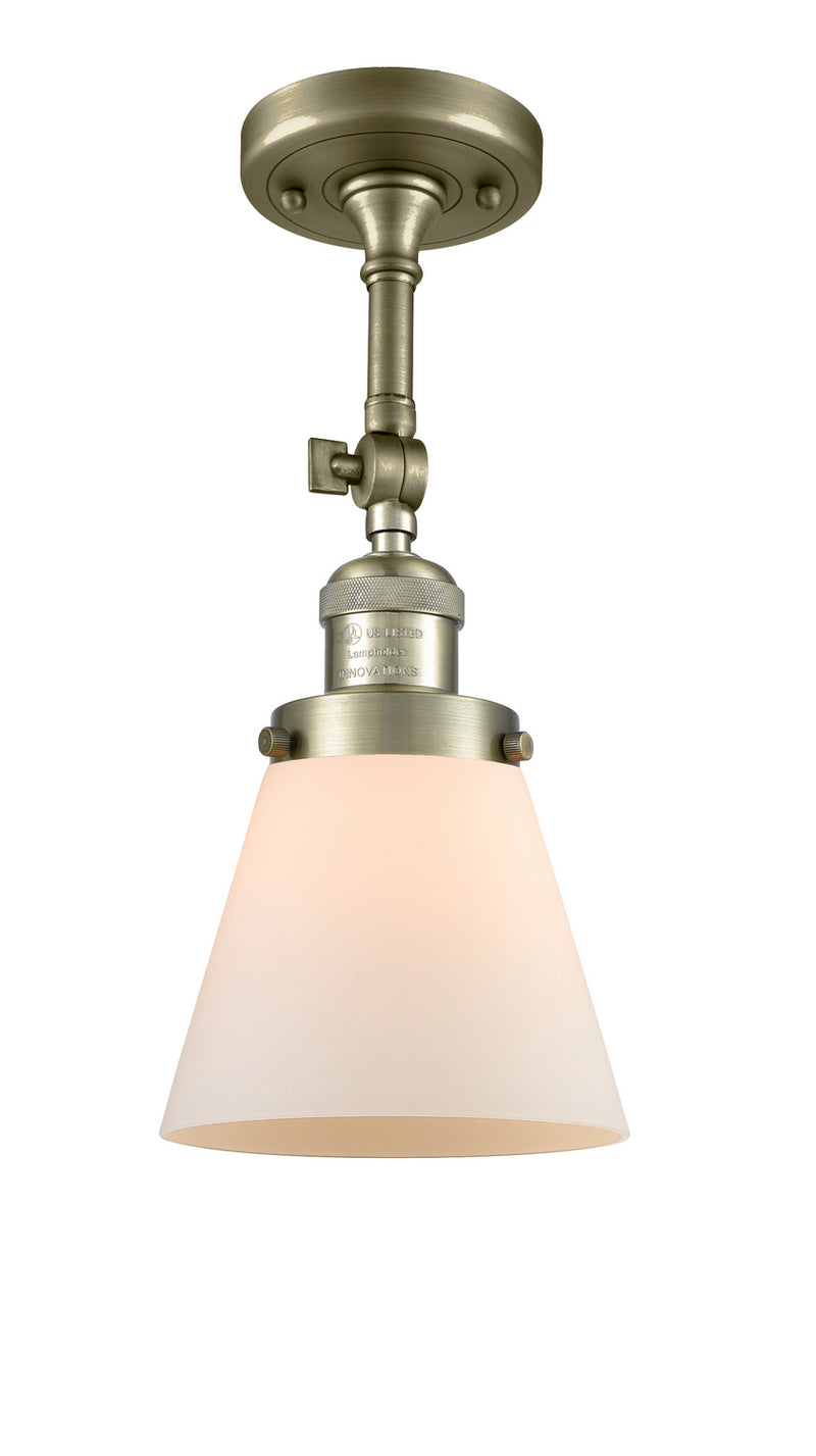 Innovations 201F-AB-G61 One Light Semi-Flush Mount, Antique Brass