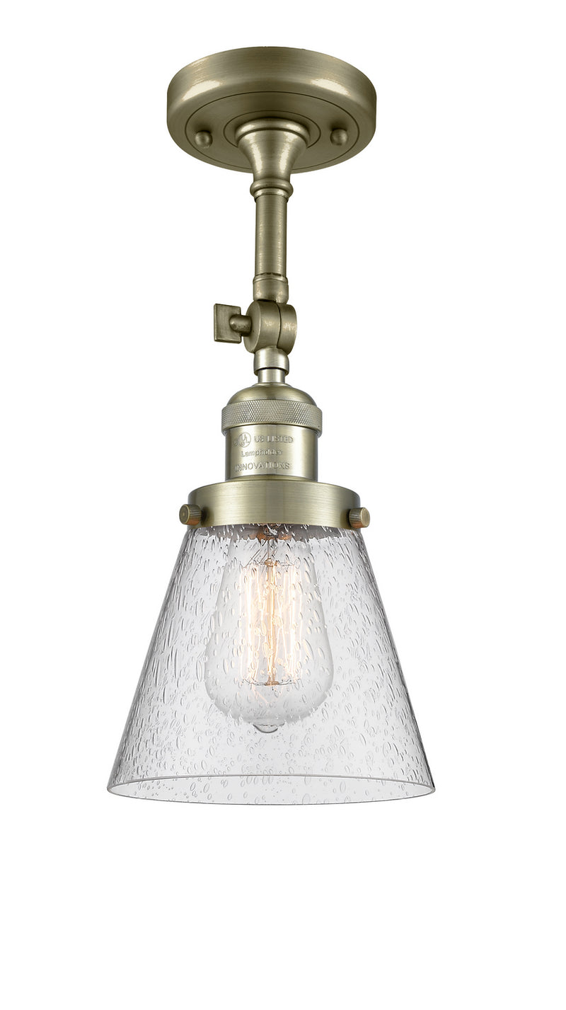 Innovations 201F-AB-G64 One Light Semi-Flush Mount, Antique Brass