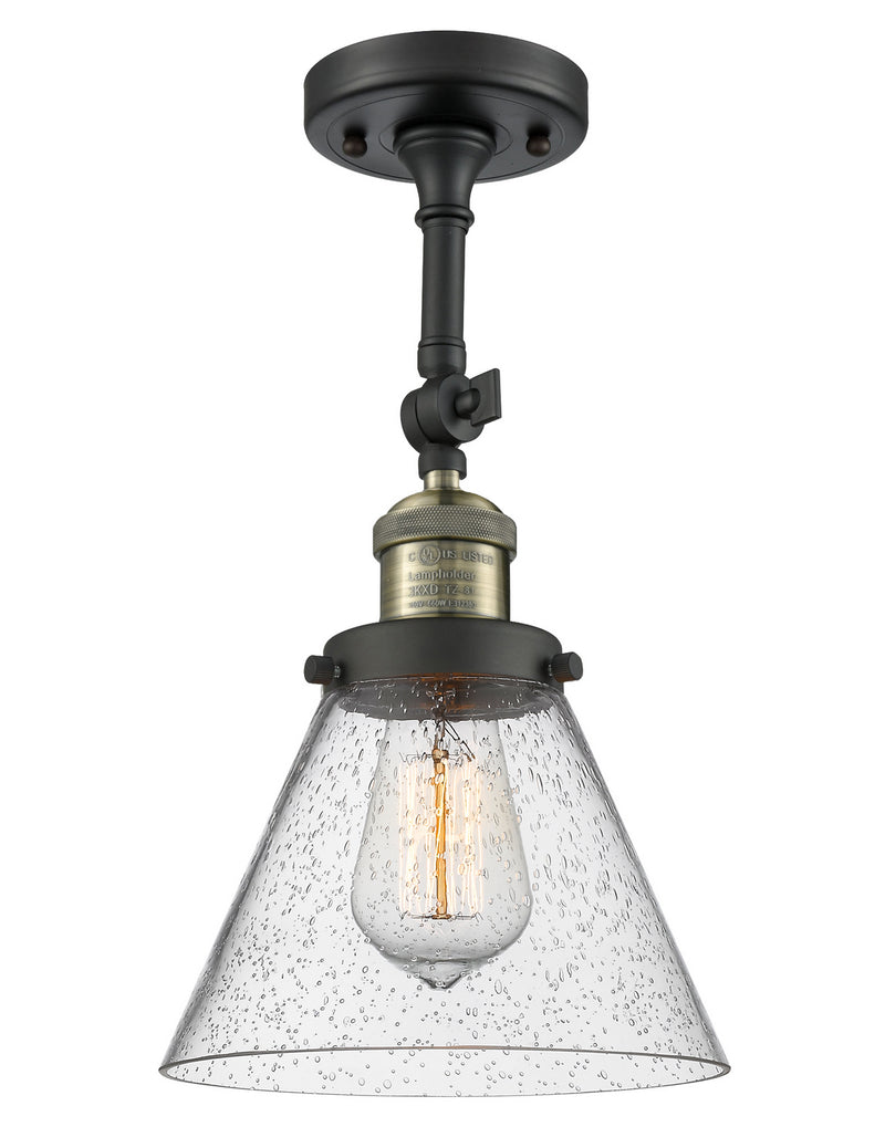 Innovations 201F-BAB-G44 One Light Semi-Flush Mount, Black Antique Brass