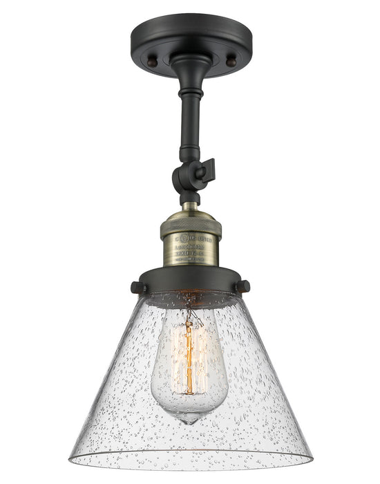 Innovations 201F-BAB-G44 One Light Semi-Flush Mount, Black Antique Brass