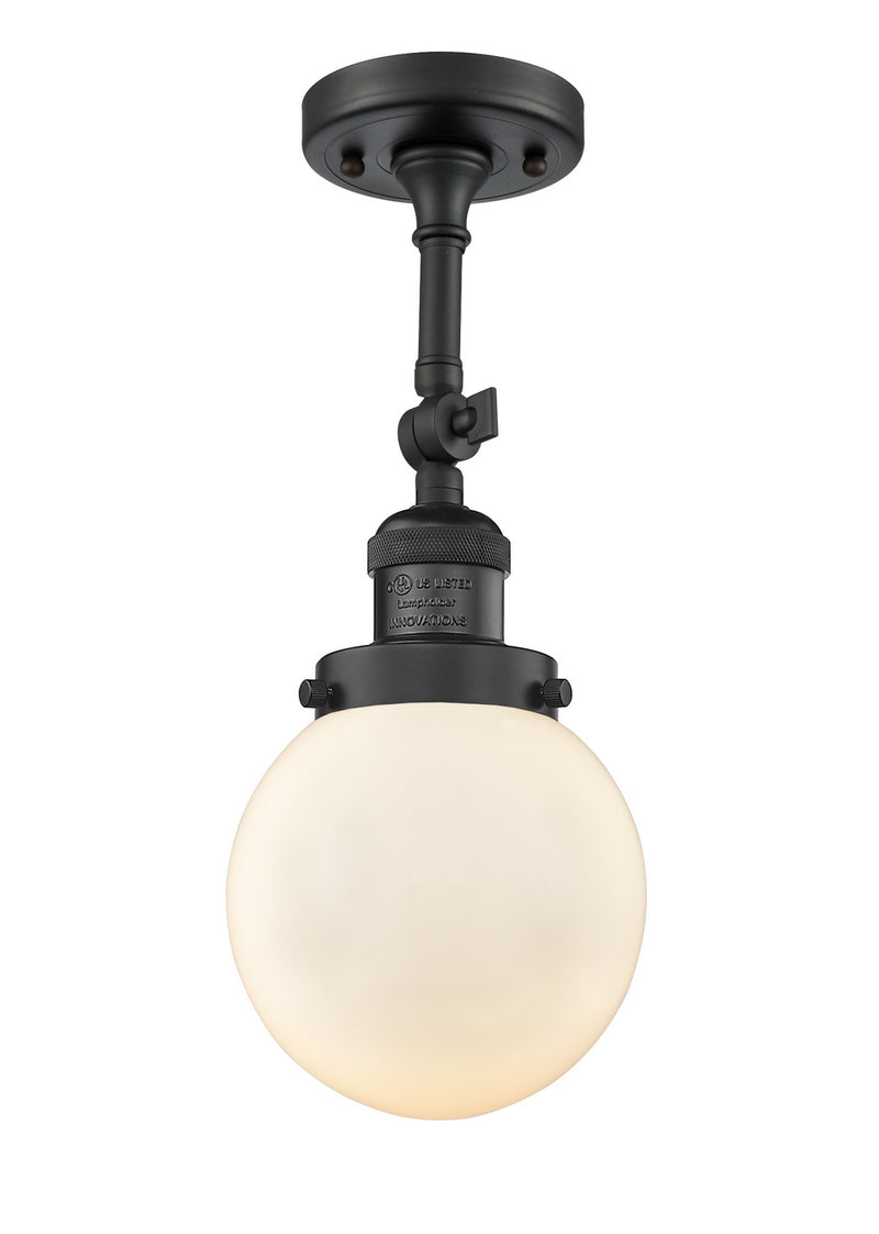 Innovations 201F-BK-G201-6 One Light Semi-Flush Mount, Matte Black