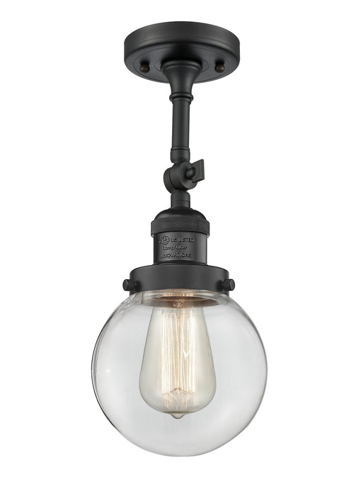 Innovations 201F-BK-G202-6 One Light Semi-Flush Mount, Matte Black