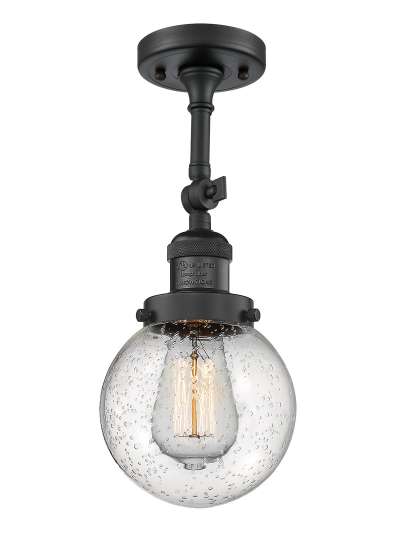 Innovations 201F-BK-G204-6 One Light Semi-Flush Mount, Matte Black